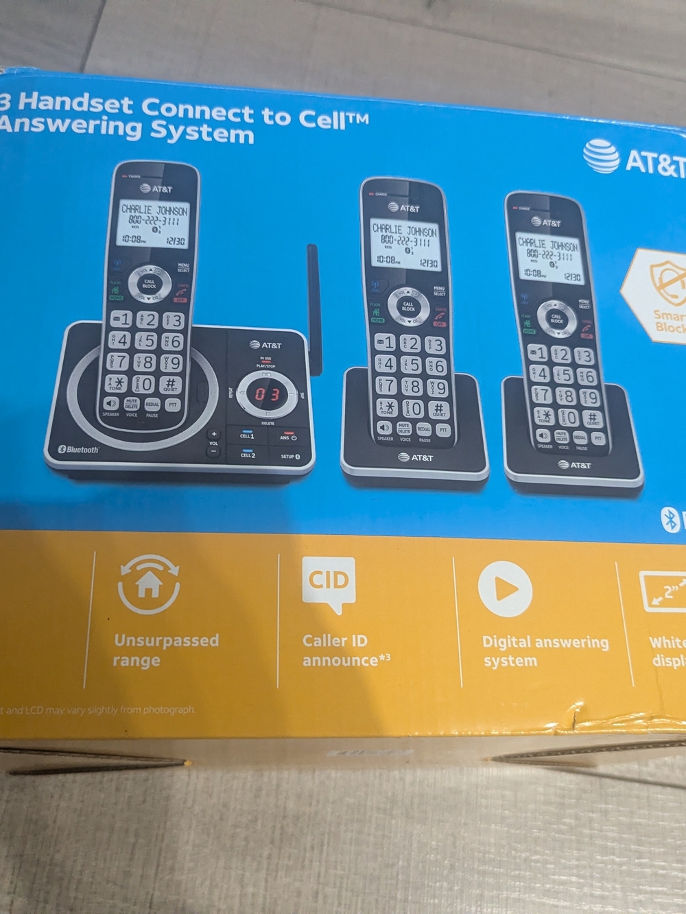 AT&T 3-Handset Cordless Phone System with Digital Answering - Black